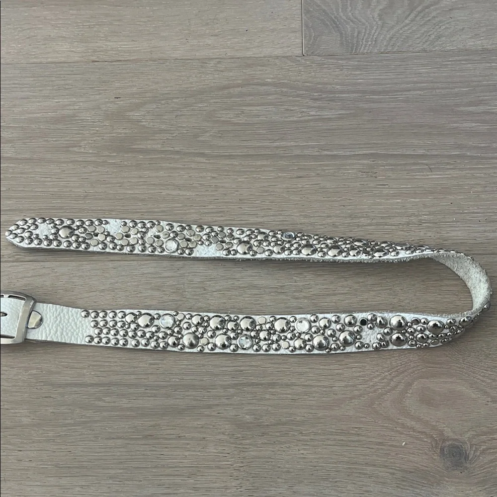 White Studded Leather Belt